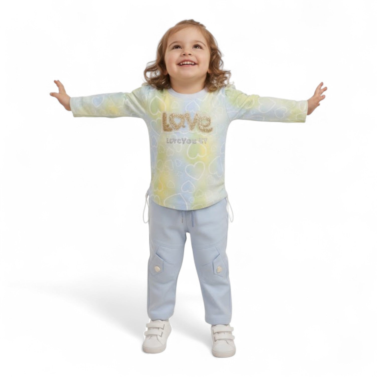 Trendy Girls “Love” Sequin Top and Cargo Pants