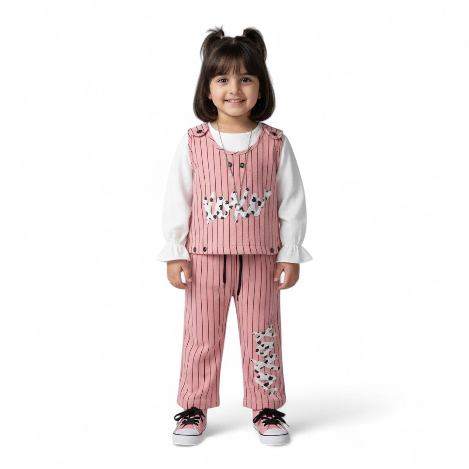 Girls Cow Print 3-Piece Jacquard Terry Set