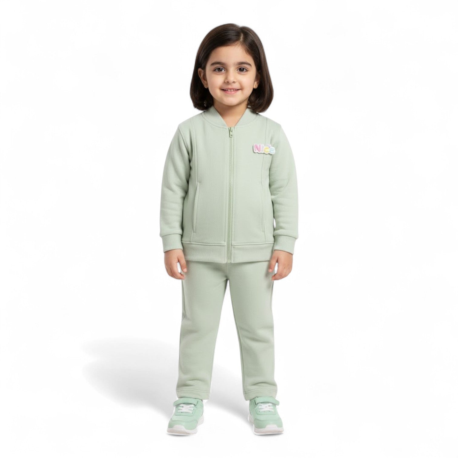 3-Piece Girls Embossed “Nice” Tracksuit Set