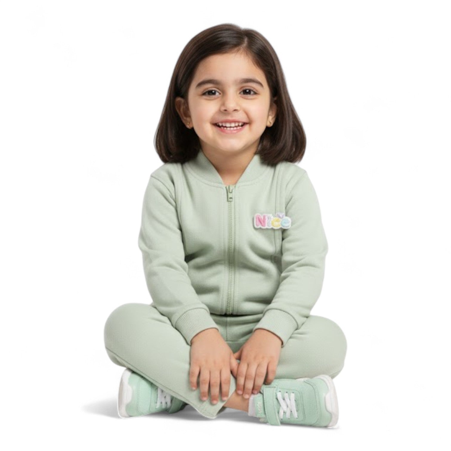 3-Piece Girls Embossed “Nice” Tracksuit Set