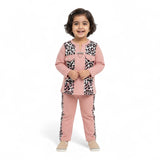 Girls Leopard Panel Jacquard Top & Pants Set