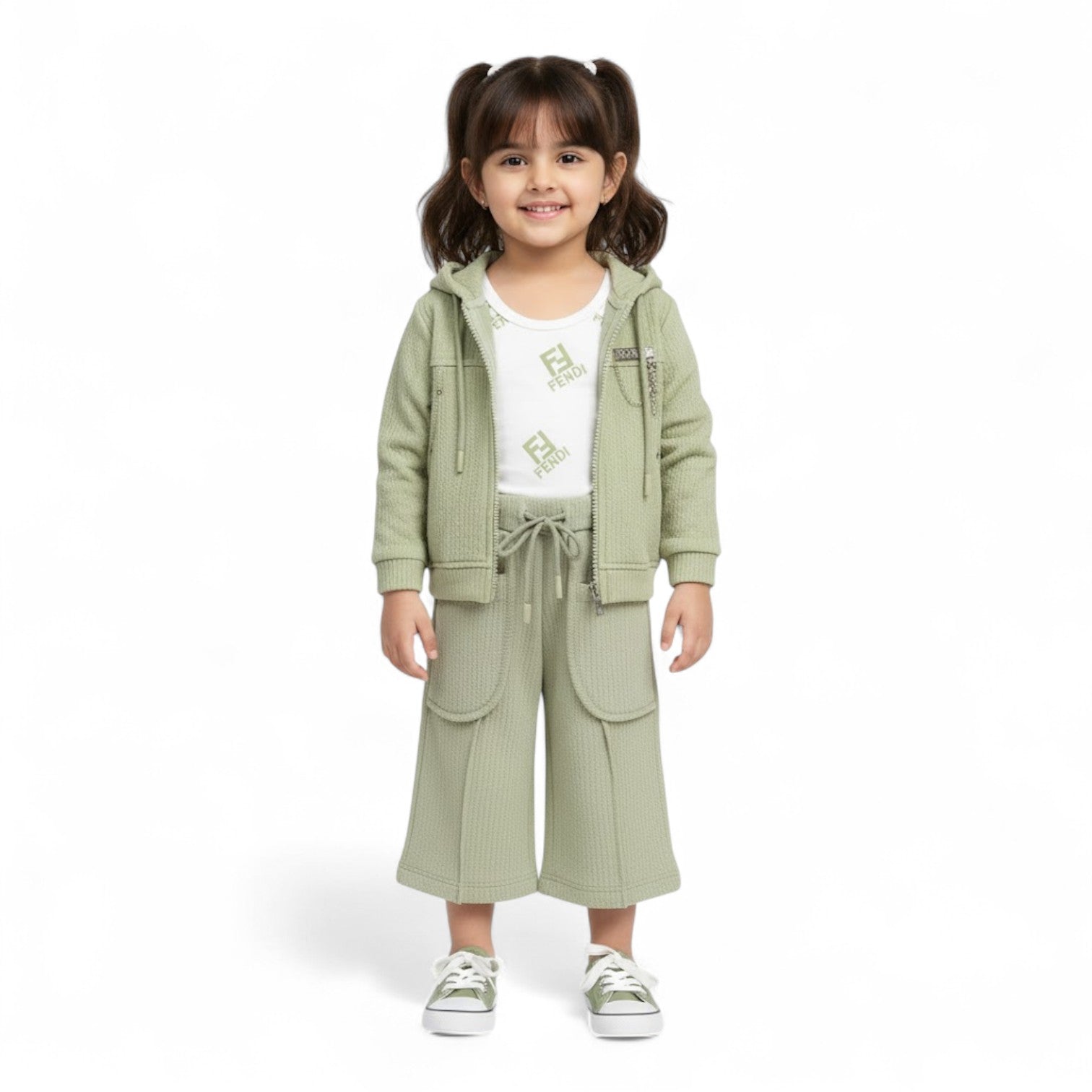Imported Girls 3-Piece Knitted Hoodie and Pants Winter Set