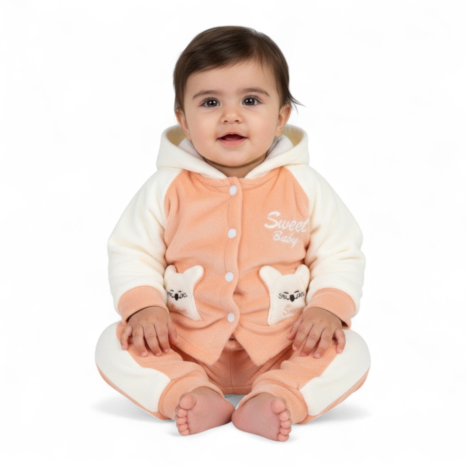 Baby "Sweet" Bear Hooded Velour Set