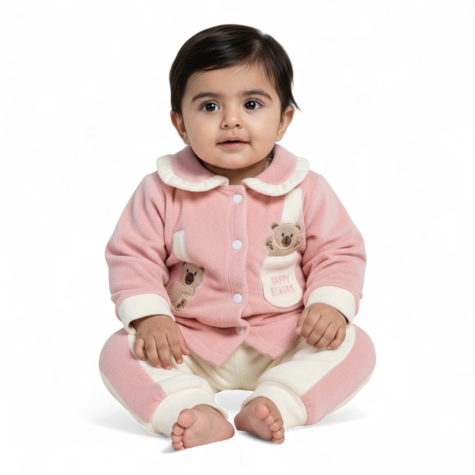 Baby “Happy Bear” Velour Pajama Set – Jacquard Imported Loungewear
